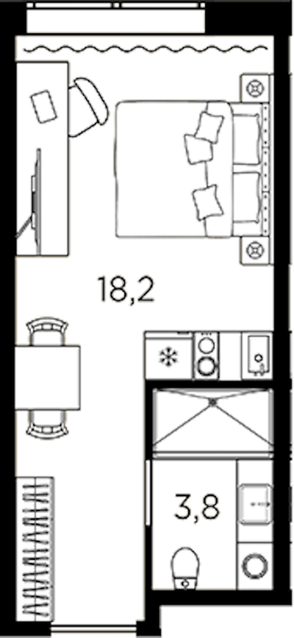 Квартира студия 22 м², 5/13 эт., ЖК «AVENIR Industrial»